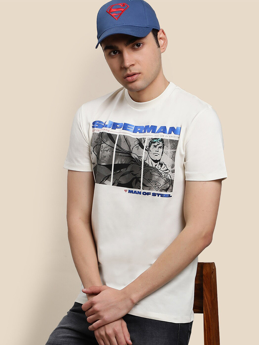 

Free Authority Men Superman Printed Cotton T-shirt, White