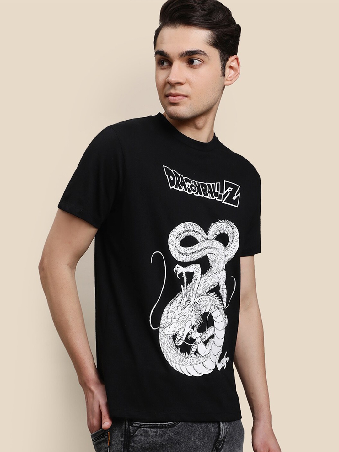 

Free Authority Men Dragon Ball Printed T-shirt, Black