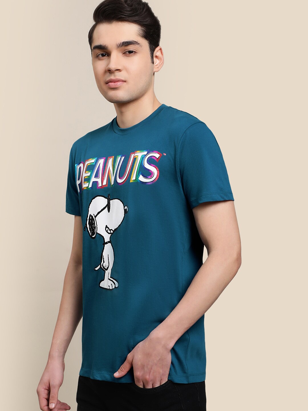 

Free Authority Men Printed Cotton T-shirt, Blue