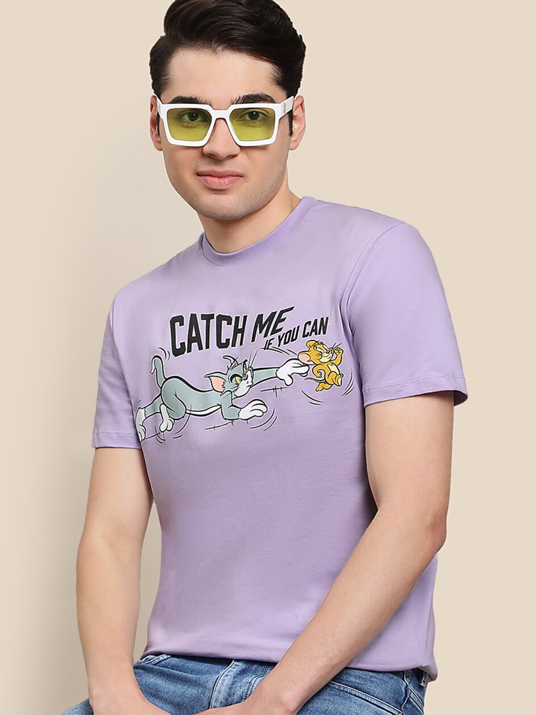 

Free Authority Men Printed Cotton T-shirt, Purple