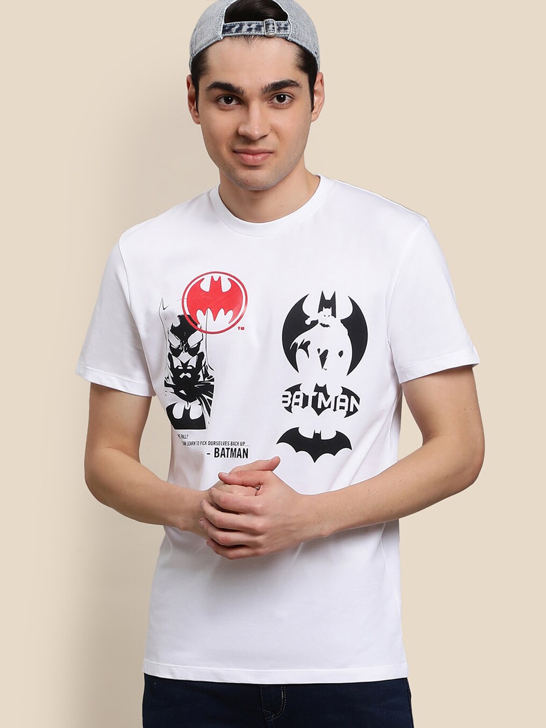 

Free Authority Men Batman Printed Cotton T-shirt, White