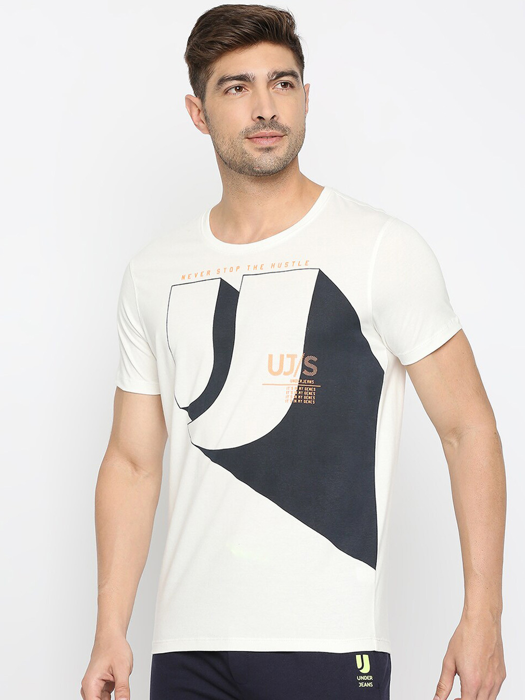 

UnderJeans by Spykar Men Printed Cotton Lounge T-shirts, White