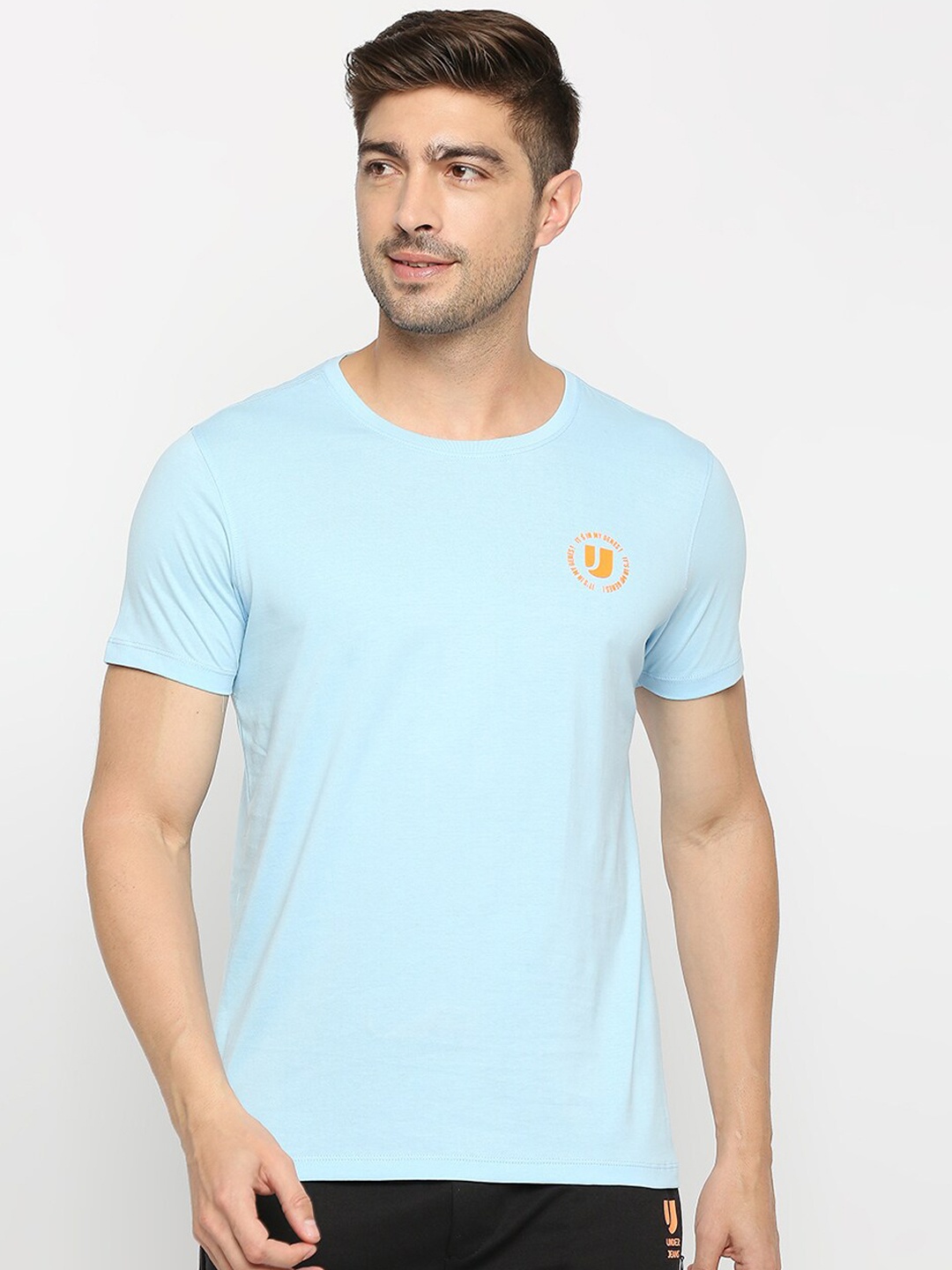 

UnderJeans by Spykar Men Cotton Lounge T-Shirt, Blue