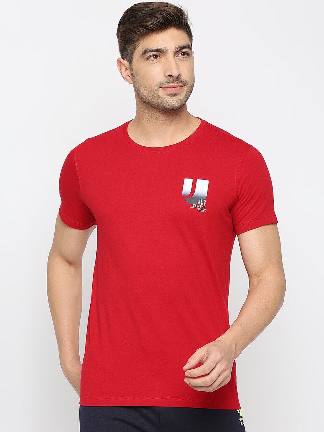 

UnderJeans by Spykar Men Cotton Lounge Tshirts, Red