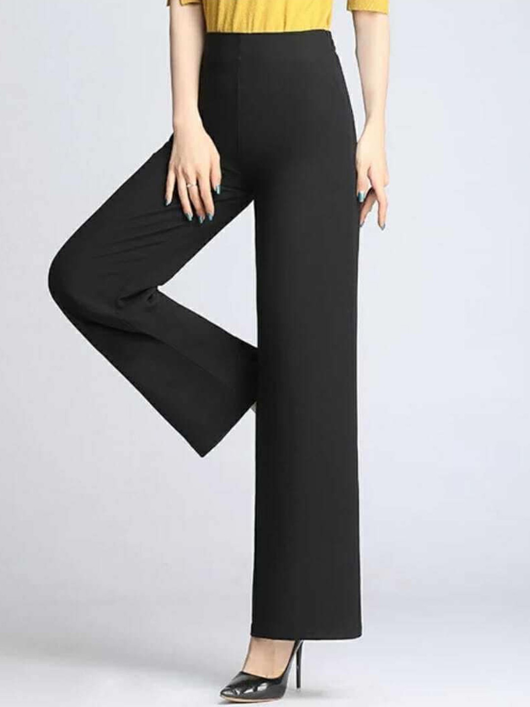 

Next One Women Straight Leg Loose Fit High-Rise Parallel Trousers, Black