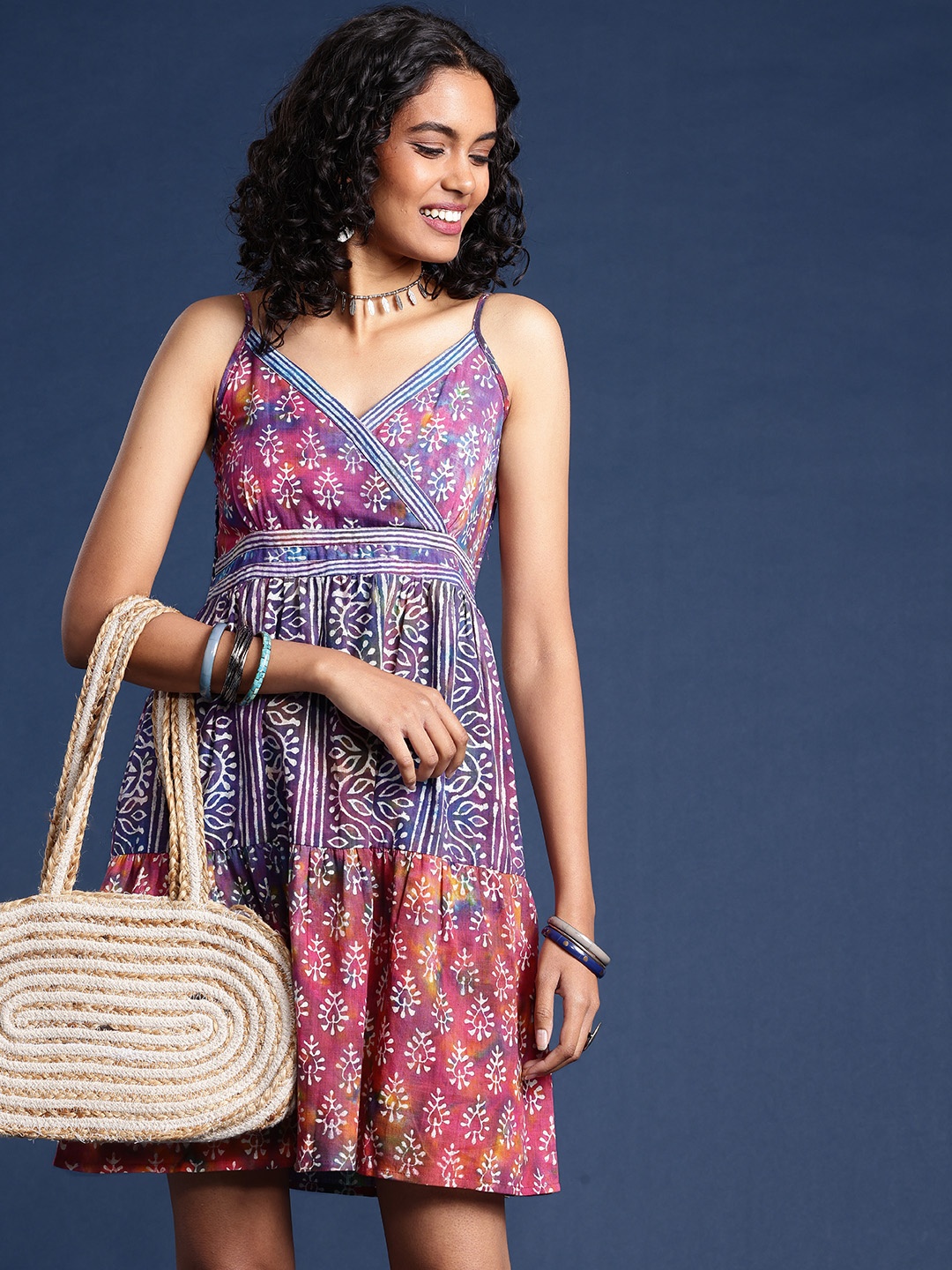 

Taavi Pure Cotton Printed Dabu Ethnic Dresses, Multi