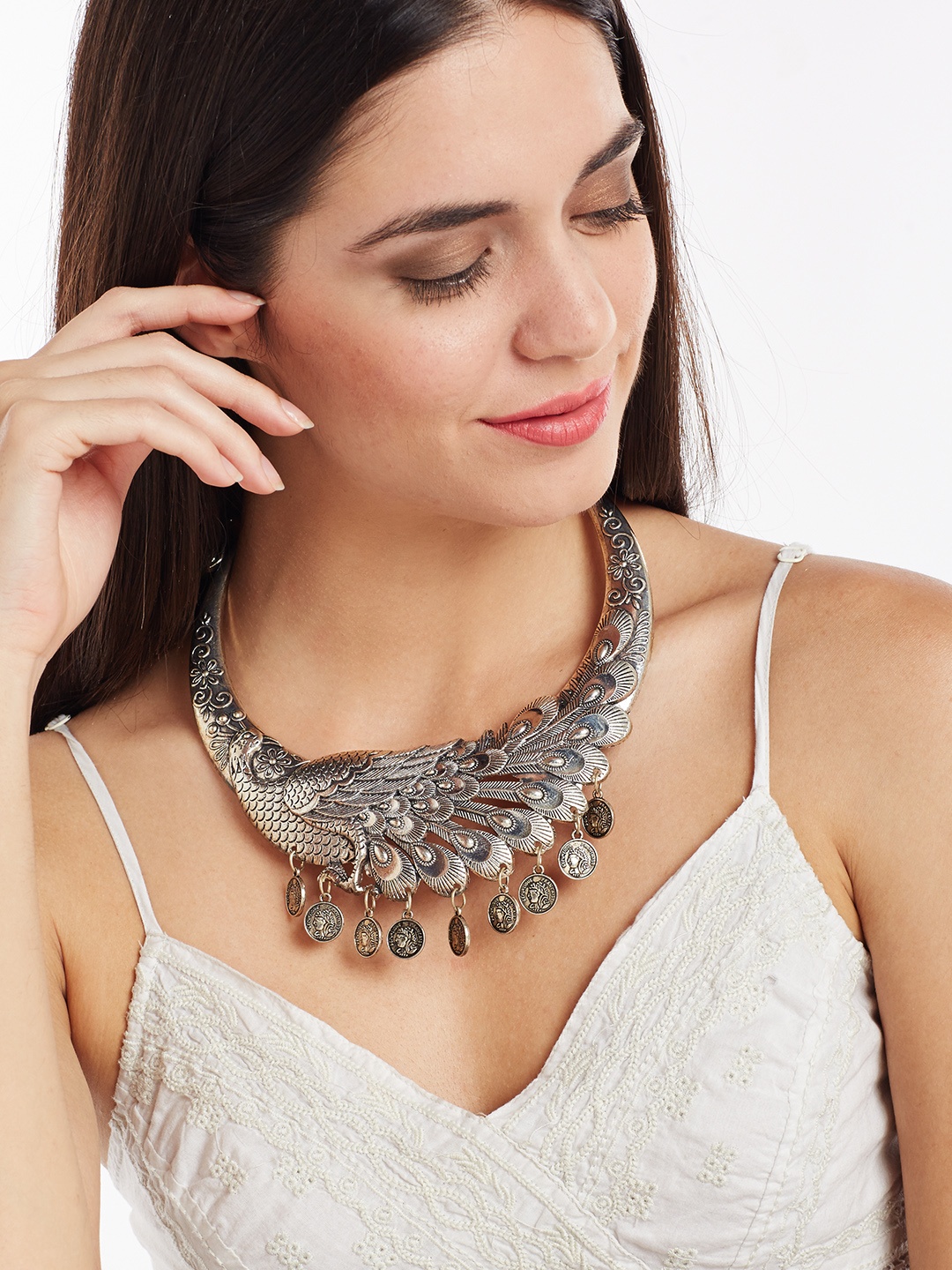 

PANASH Oxidised Silver-Plated Textured Statement Necklace