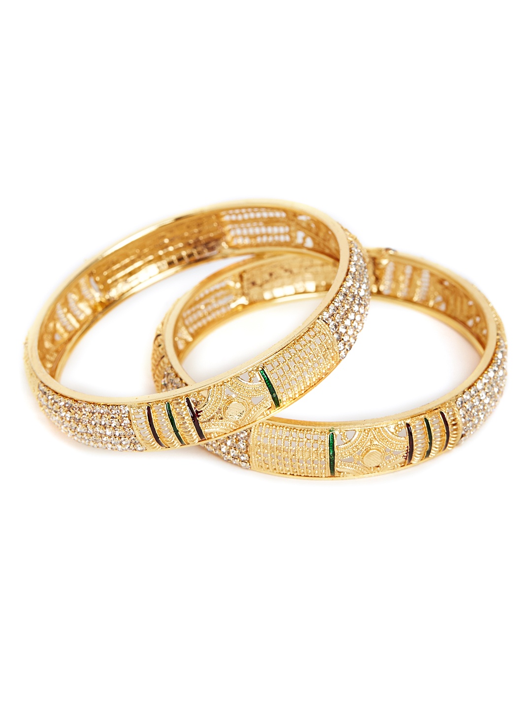 

PANASH Set of 2 Gold-Toned Embellished Bangles