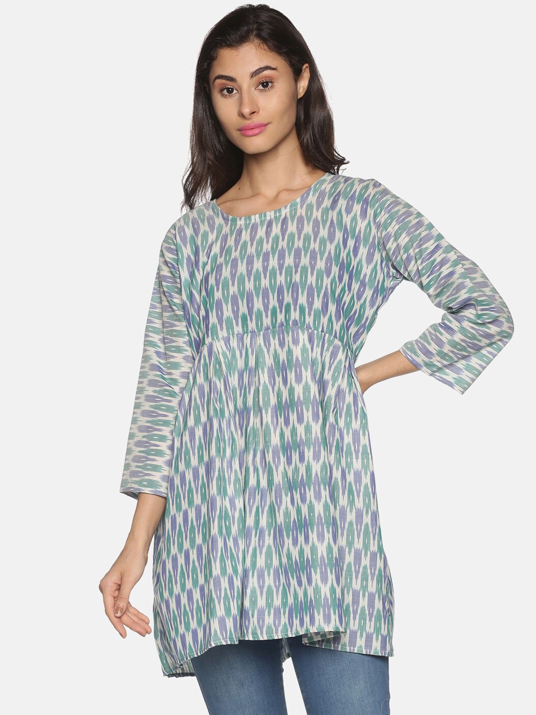 

SAHORA Printed Pure Cotton Tunic, Cream