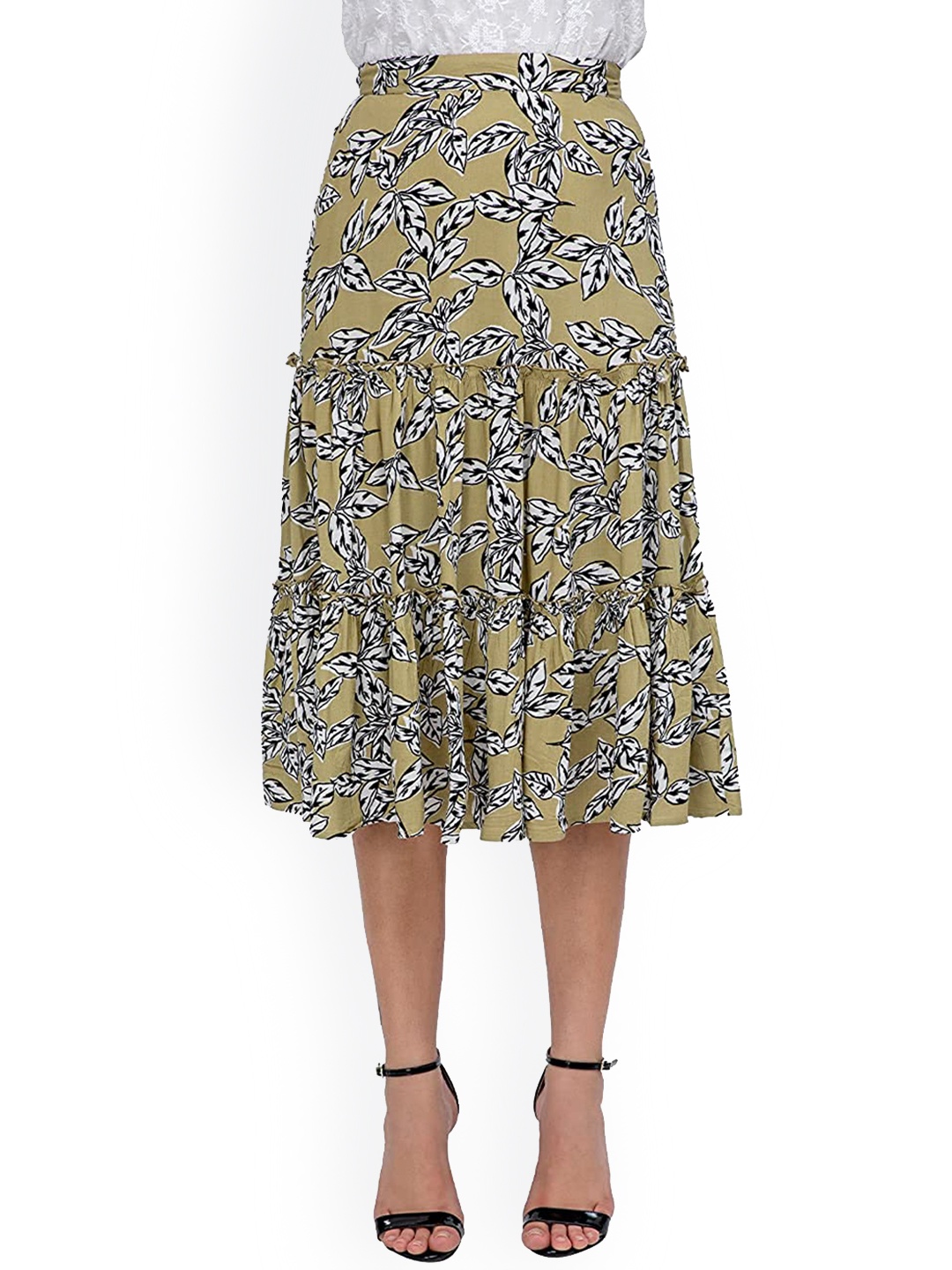 

Athah Women Abstract Printed Skirt, Olive