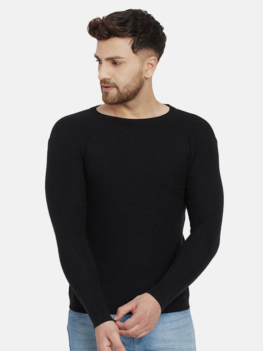 

CHKOKKO Men Black Pullover