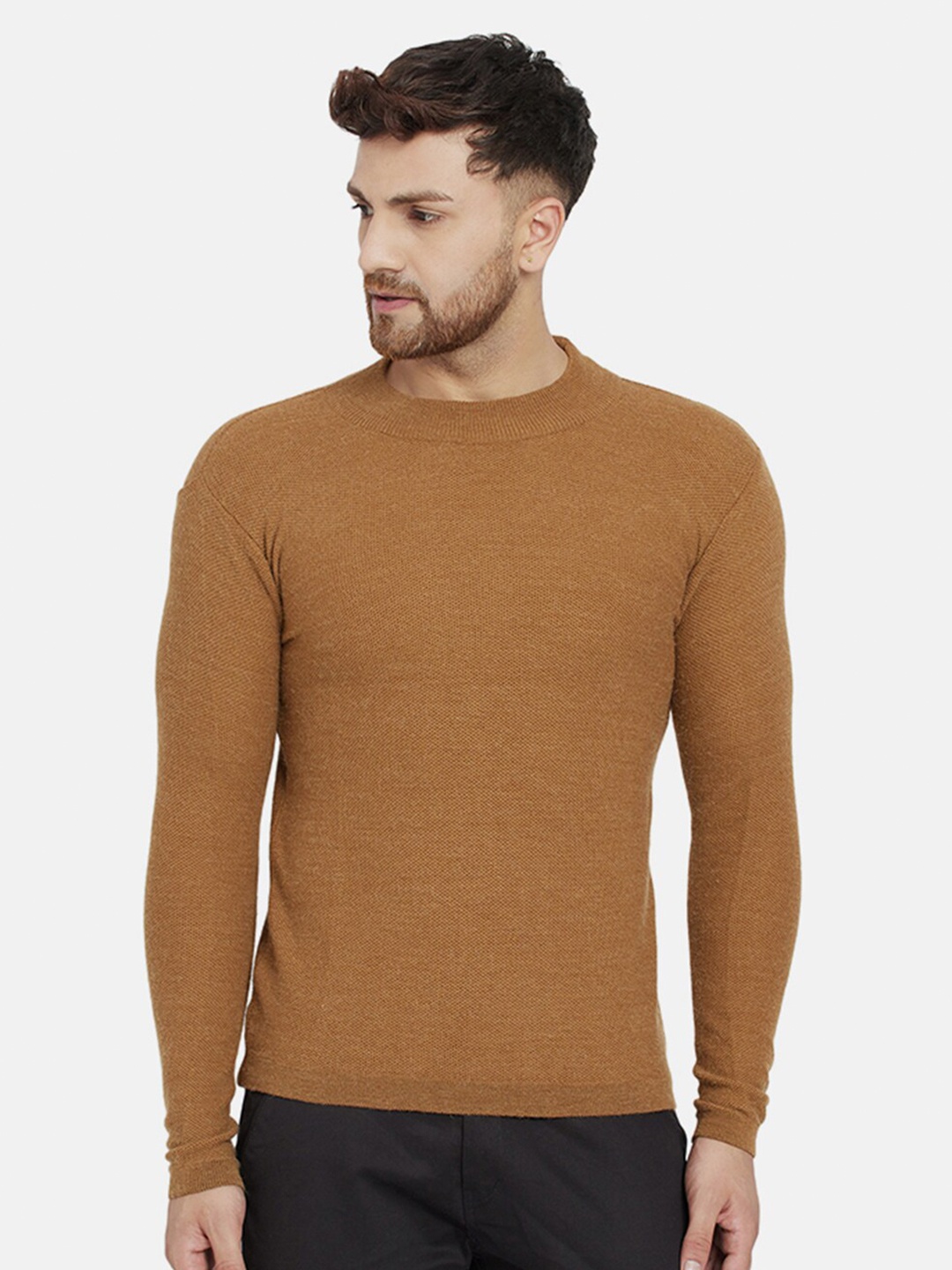 

CHKOKKO Women Camel Brown Pullover