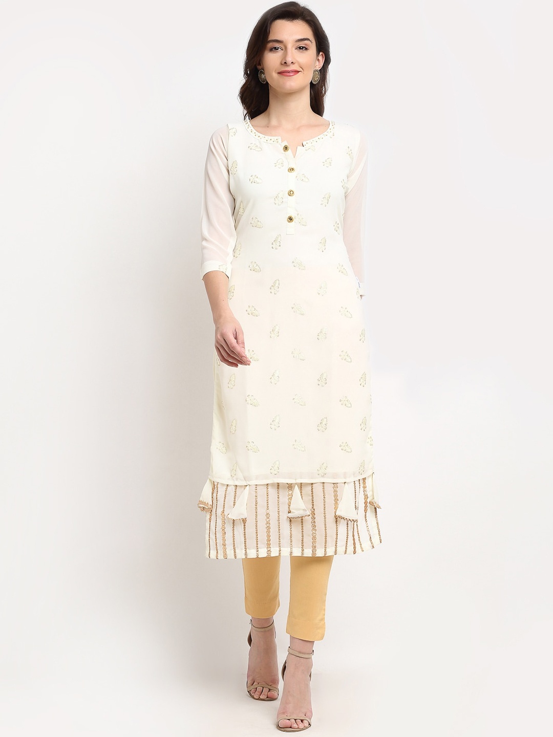 

Lovely Lady Women Ethnic Motifs Thread Work Kurta, Off white