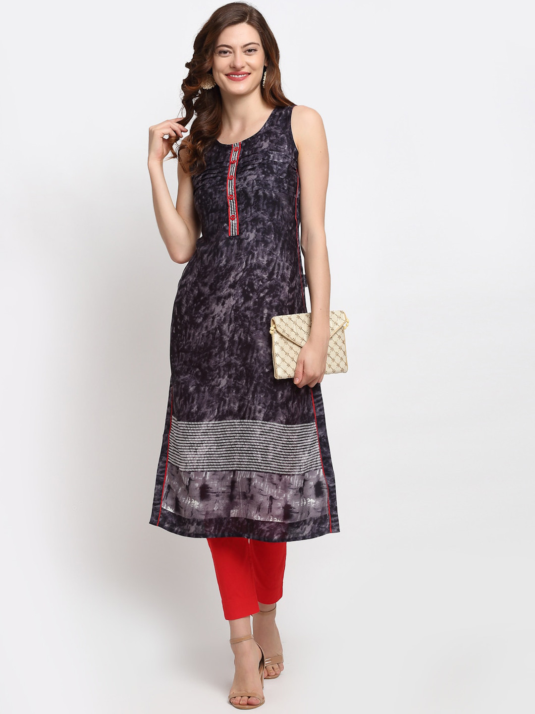 

Lovely Lady Women Abstract Printed Kurta, Black