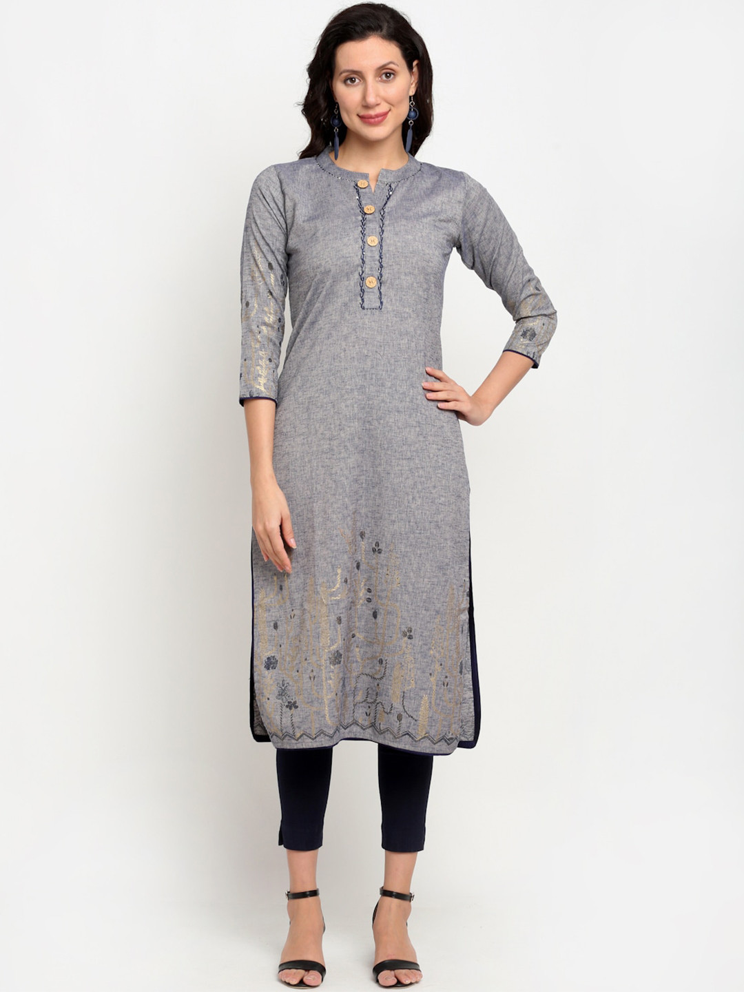 

Lovely Lady Women Geometric Printed Kurta, Grey