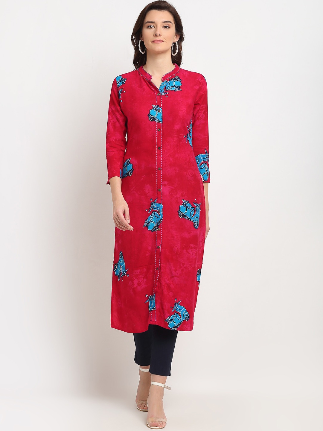 

Lovely Lady Women Quirky Printed Kurta, Fuchsia