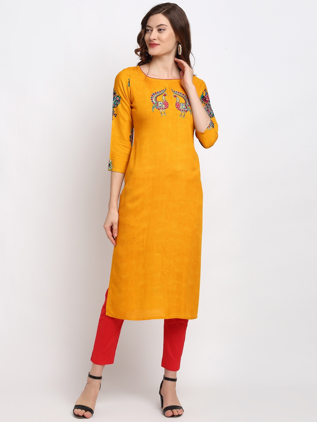 

Lovely Lady Women Thread Work Kurta, Yellow