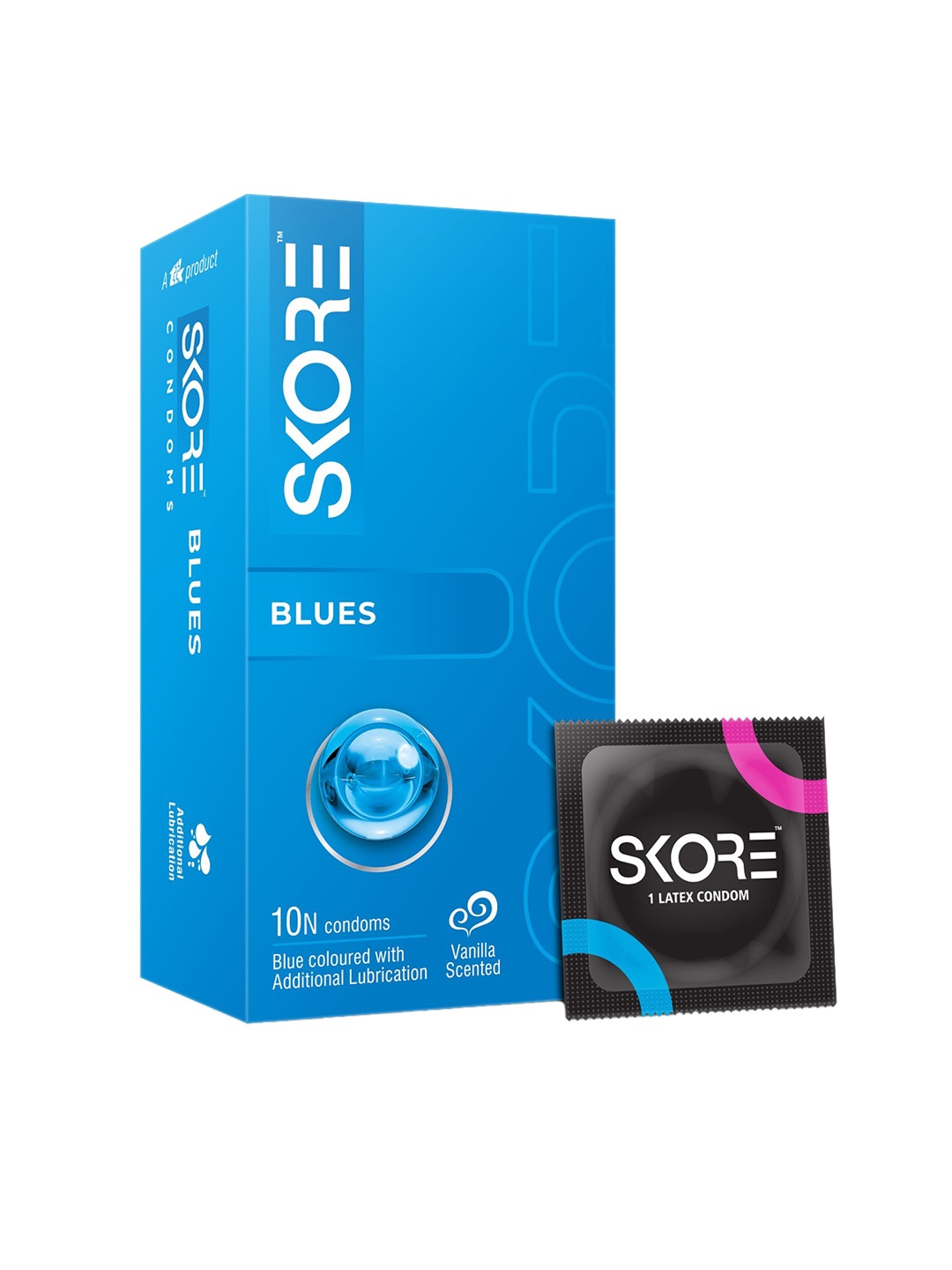 

SKORE Men Set Of 4 Blues, Chocklet, Dots & Strawberry Condoms, Nude