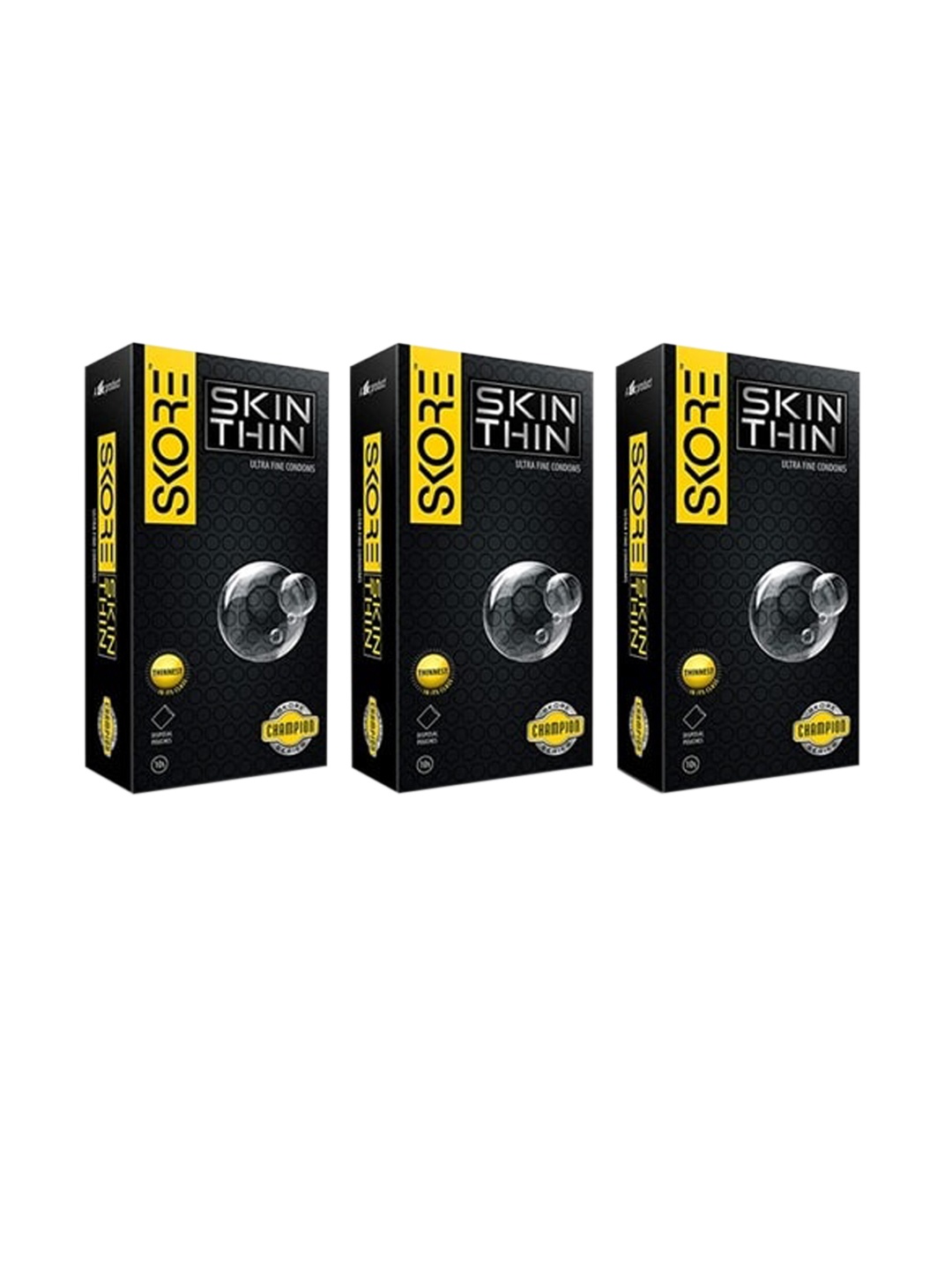 

SKORE Men Set of 3 Skin Thin Condoms - 10 Pieces Each, Nude