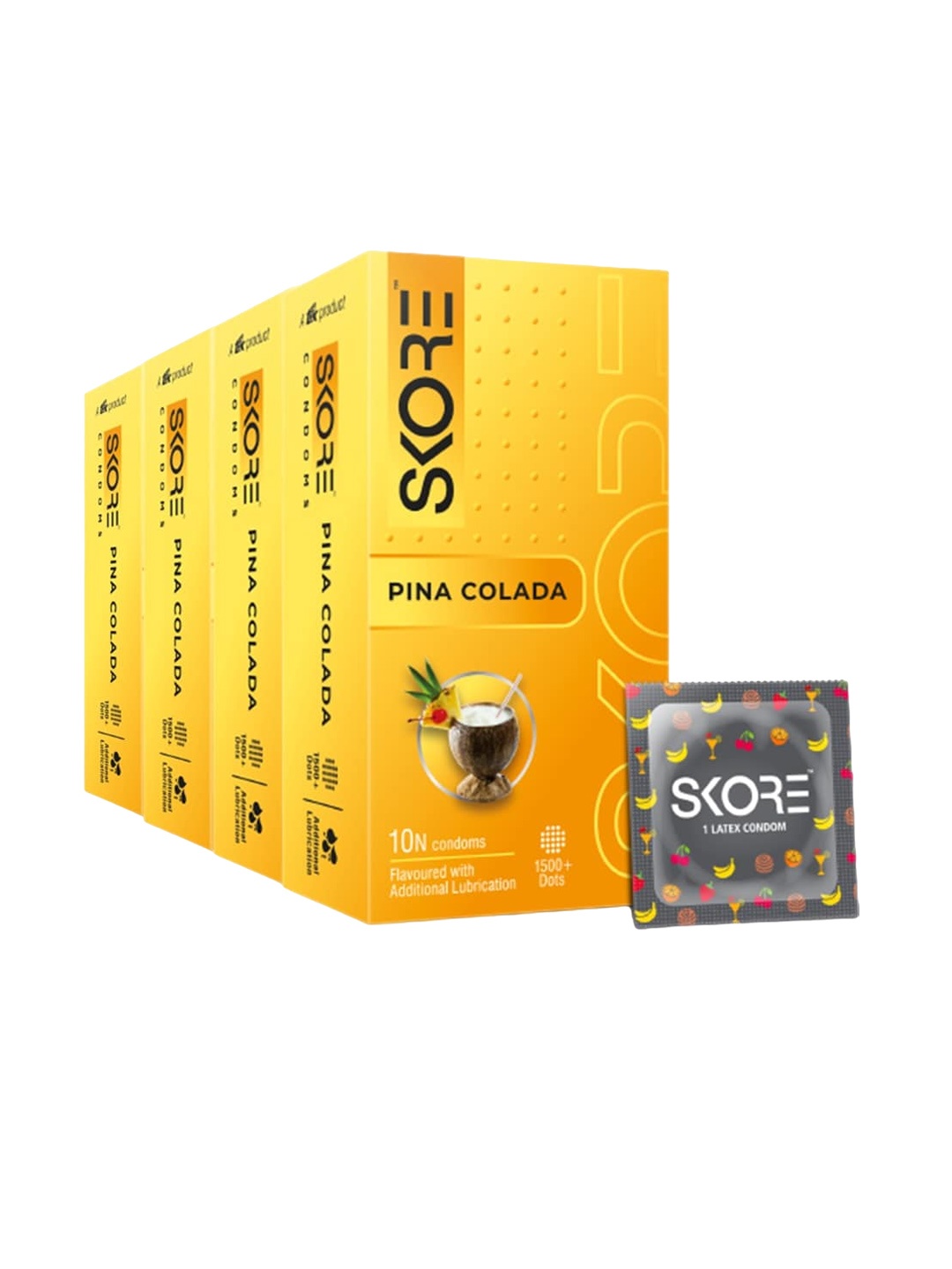 

SKORE Men Set Of 4 Pina Calada Flavoured Condoms - 10 Pieces Each, Nude