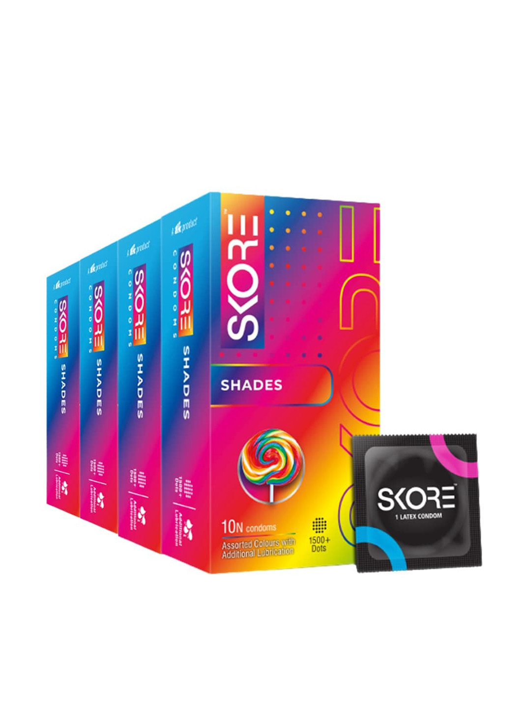 

SKORE Set Of 4 Shade Condoms 10 Pieces Each, Nude