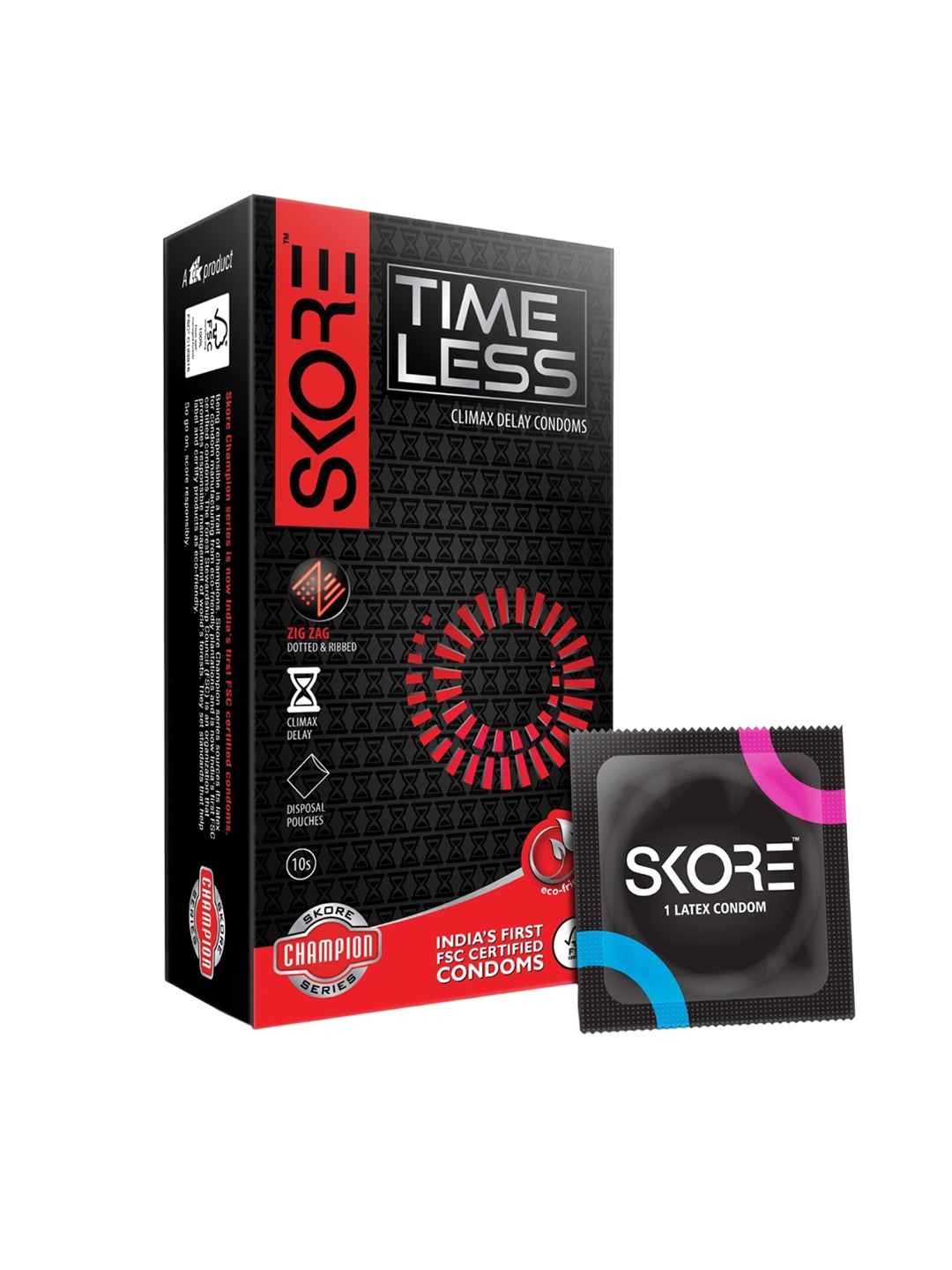

SKORE Men Set Of 3 Skin Thin, Zig Zag Pleasure Condoms- 10 Pieces Each, Nude