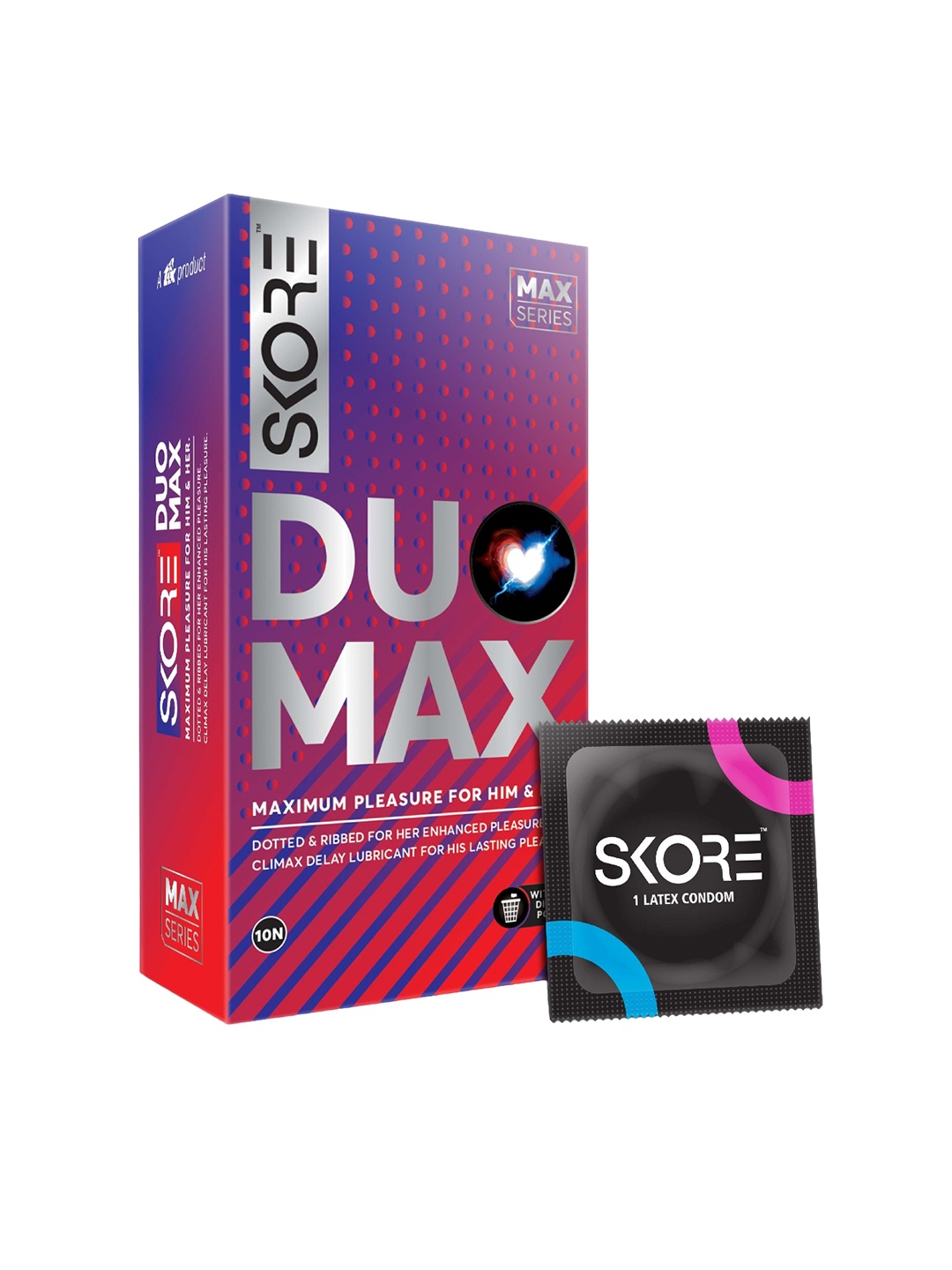 

SKORE Men Set Of 2 Not Out Climax Delay With 1500 and Raised Dots Condoms - 10 Pieces Each, Nude
