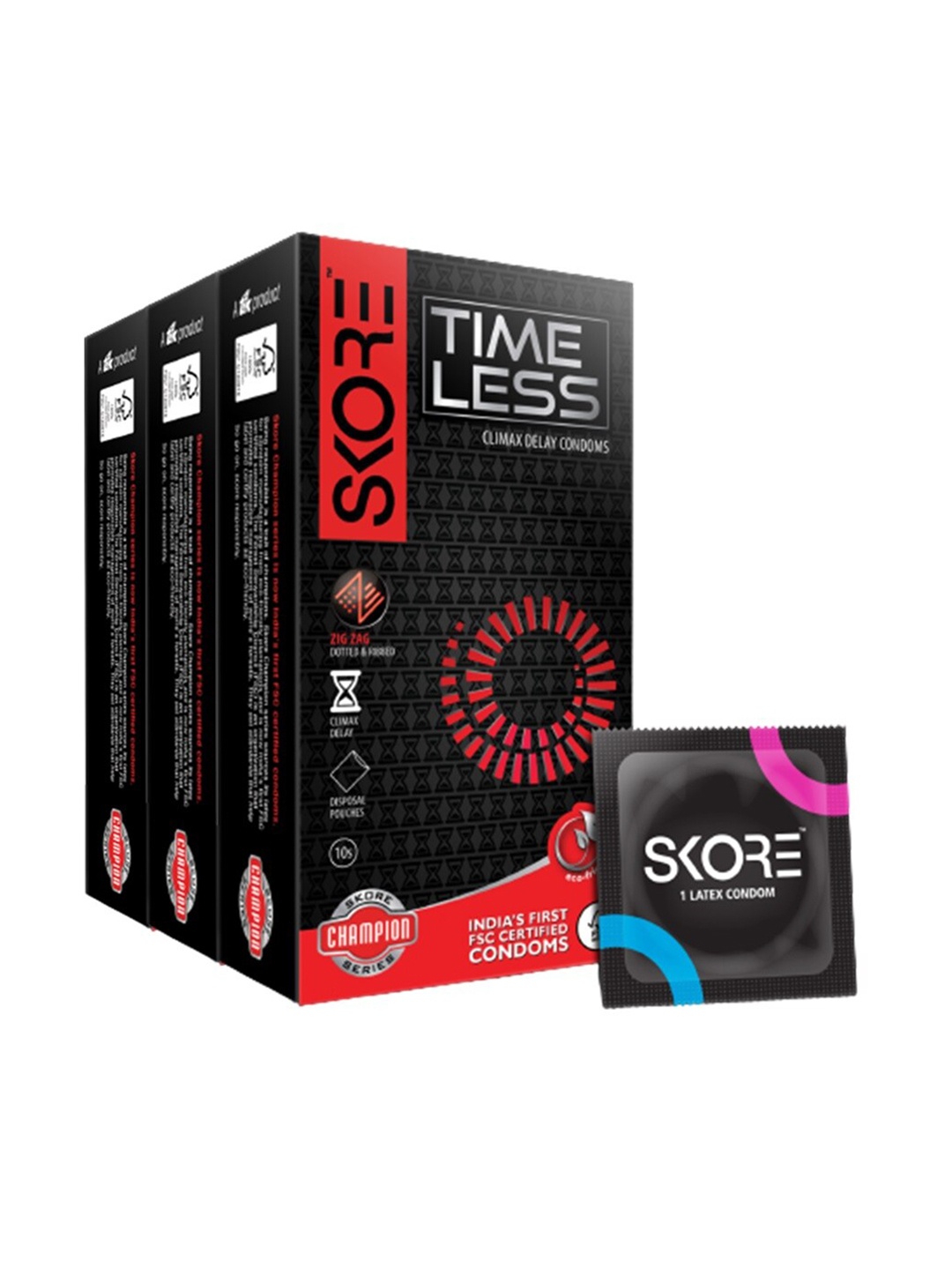 

SKORE Set Of 3 Timeless Climax Delay Condoms - 10 Pieces Each, Nude