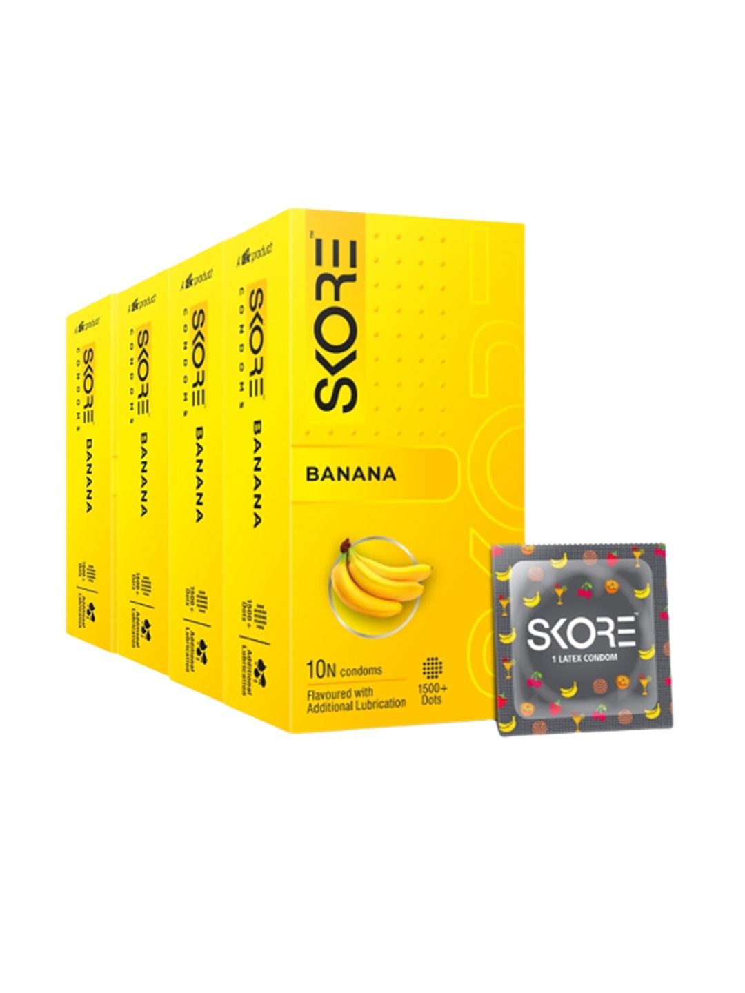 

SKORE Men Set Of 4 Not Out Climax Delay With 1500 and Raised Dots Condoms - 10 Pieces Each, Nude