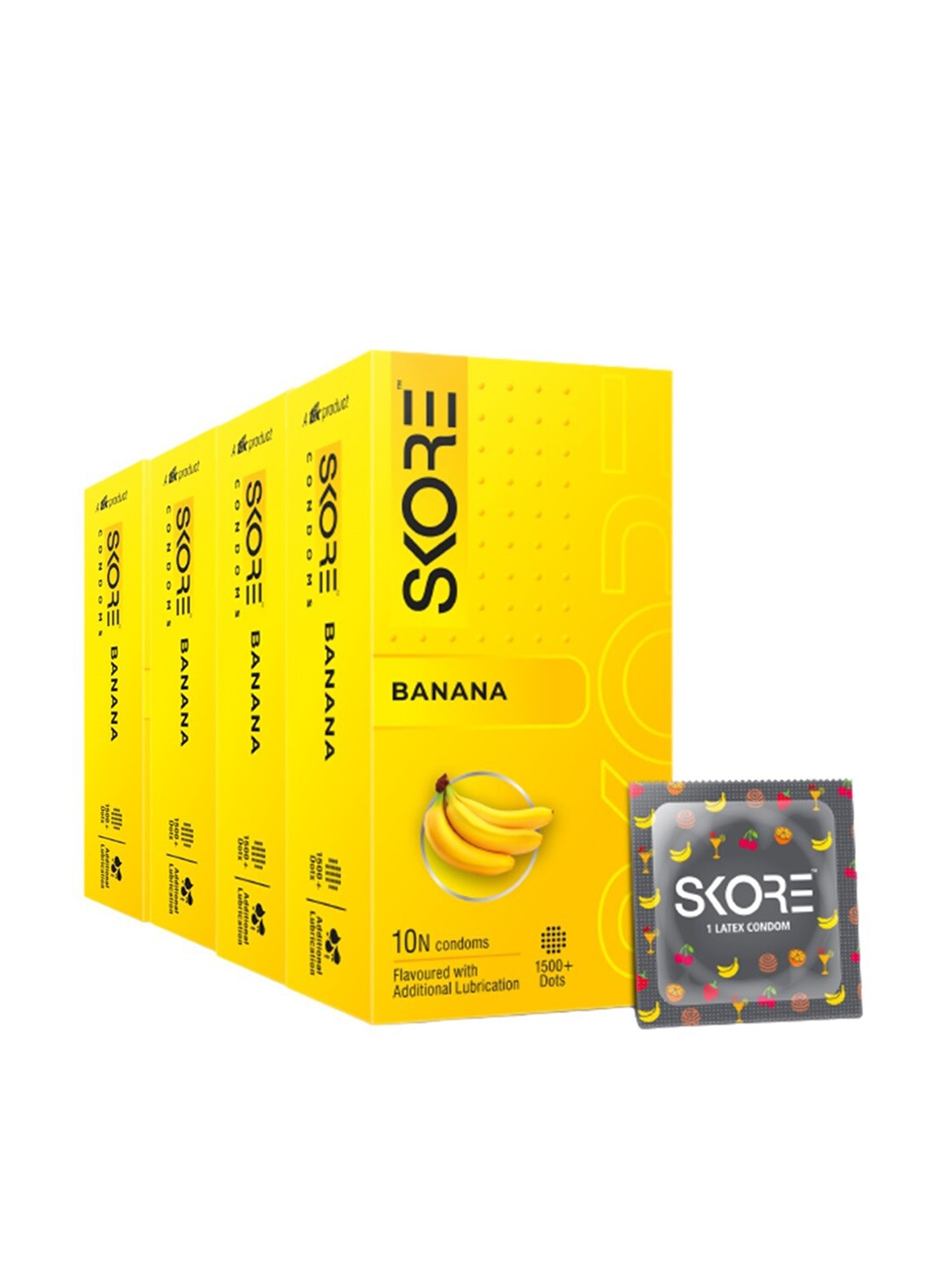 

SKORE Set Of 4 Not Out Climax Delay With 1500 and Raised Dots Condoms - 10 Pieces Each, Nude