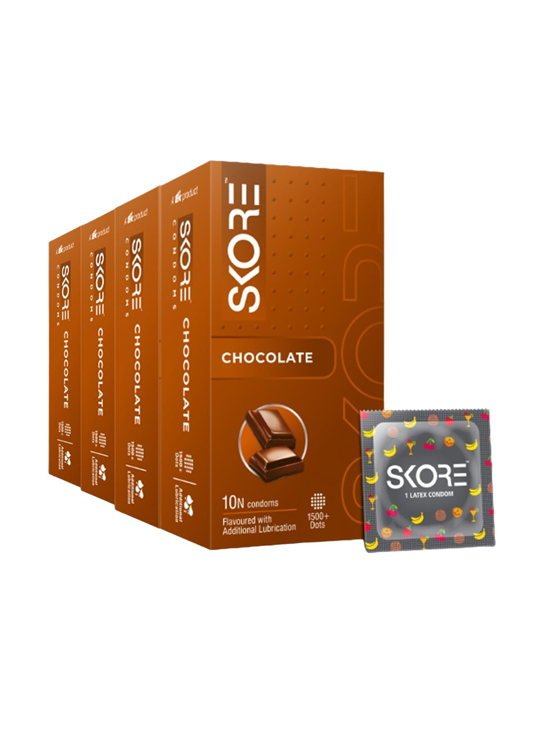 

SKORE Set Of 4 Not Out Climax Delay With 1500 and Raised Dots Condoms - 10 Pieces Each, Nude