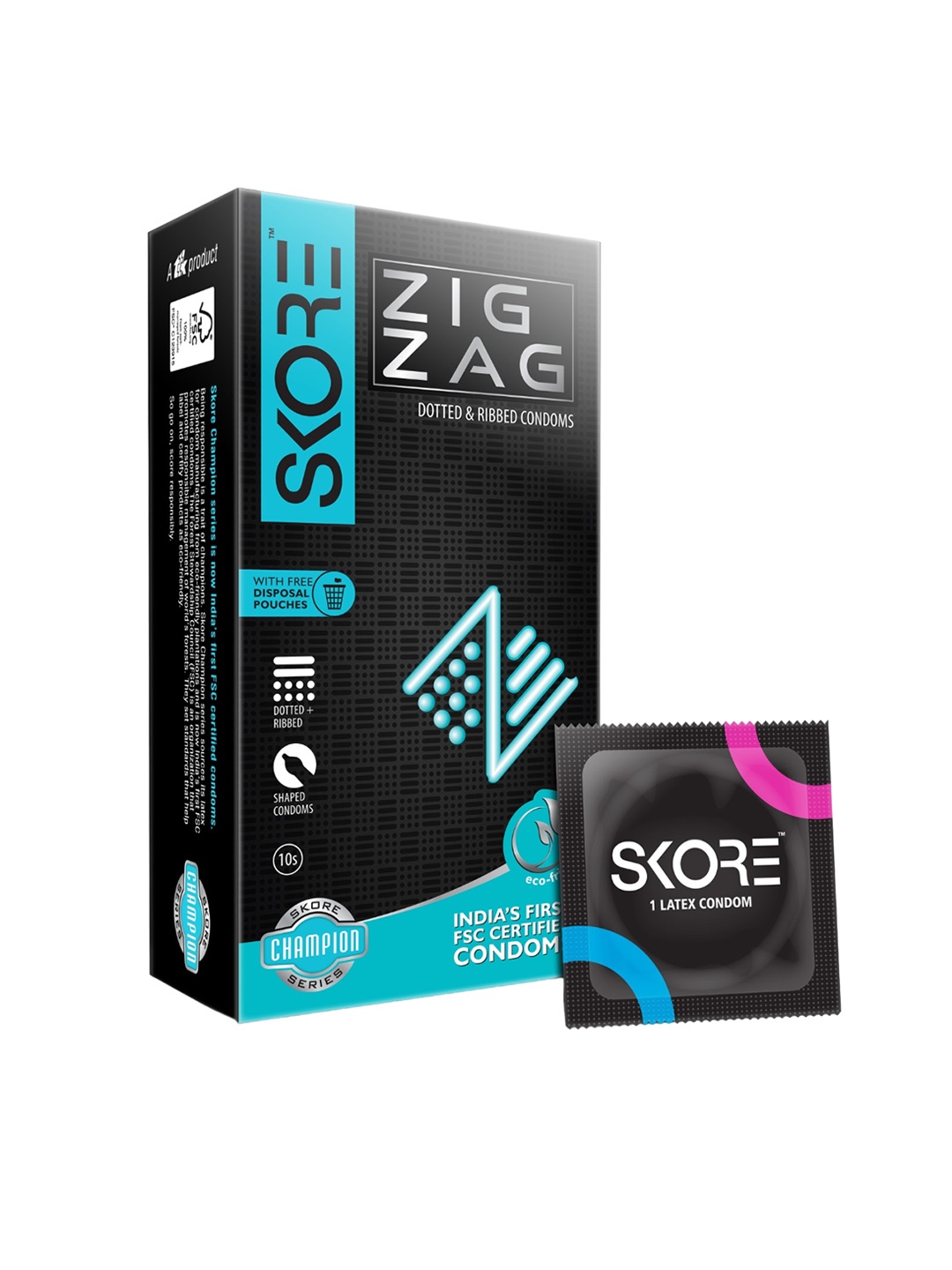 

SKORE Set Of Strawberry Lube & Not Out+Dotted Ribbed Condoms - 10 Pieces Each, Nude