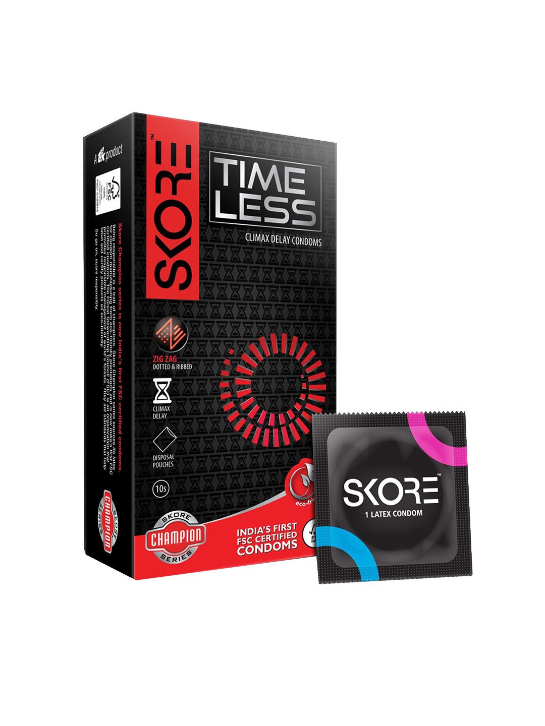 

SKORE Men Set of Cool Sensation Lube with Timeless & DU Max Condoms - 10 Pieces Each, Nude