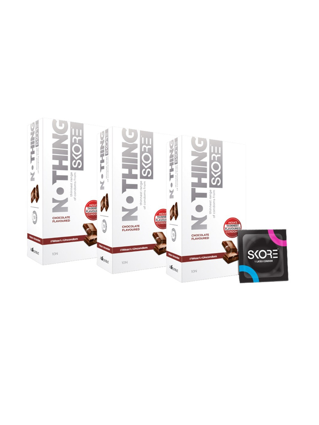 

SKORE Set Of Strawberry Lube & Nothing+Skin Thin Condoms, Nude