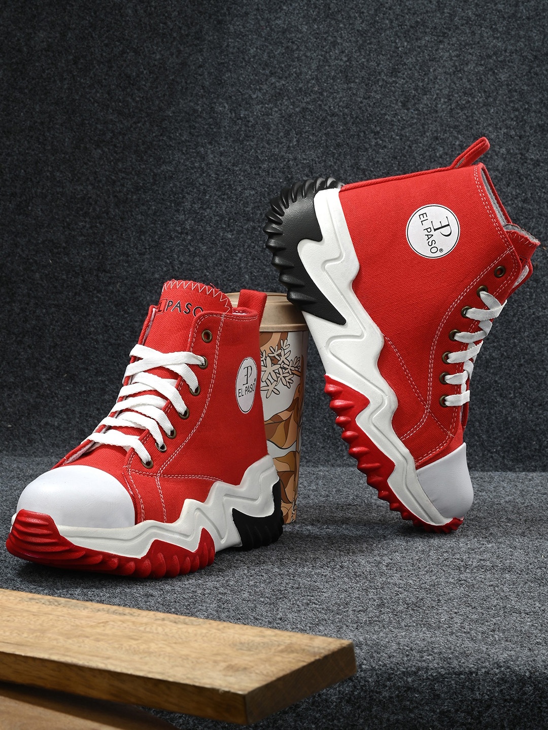 

El Paso Women Mid Top Lightweight Sneakers, Red