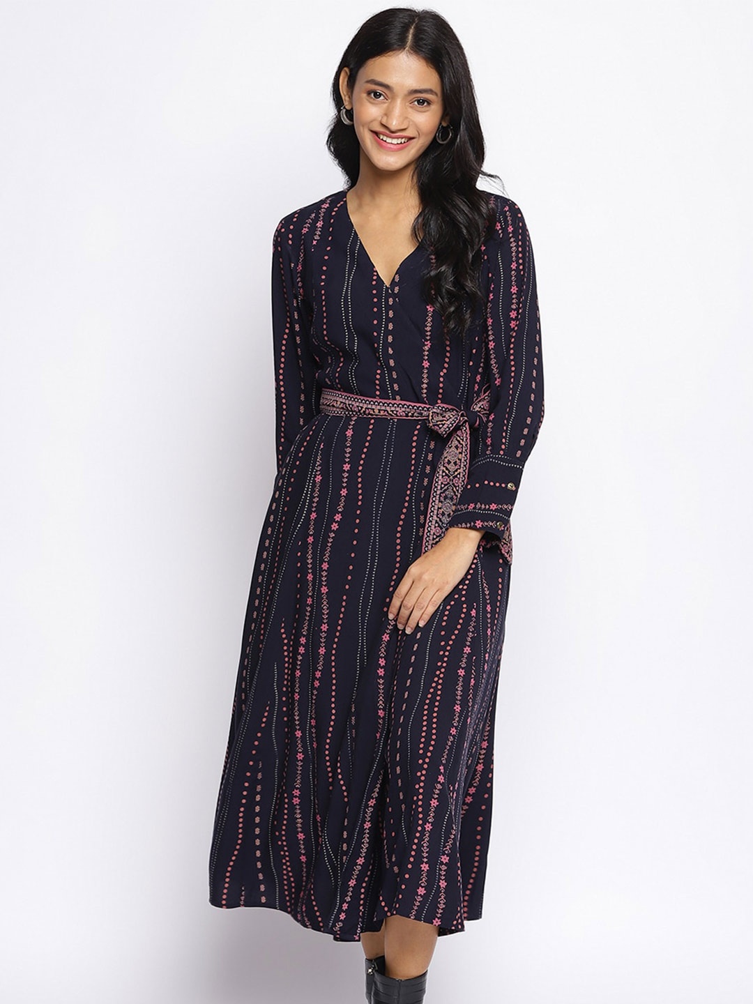 

Fabindia A-Line Midi Dress, Blue