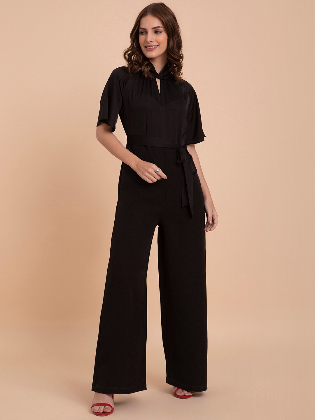 

FableStreet Wide Leg Basic Jumpsuit, Black
