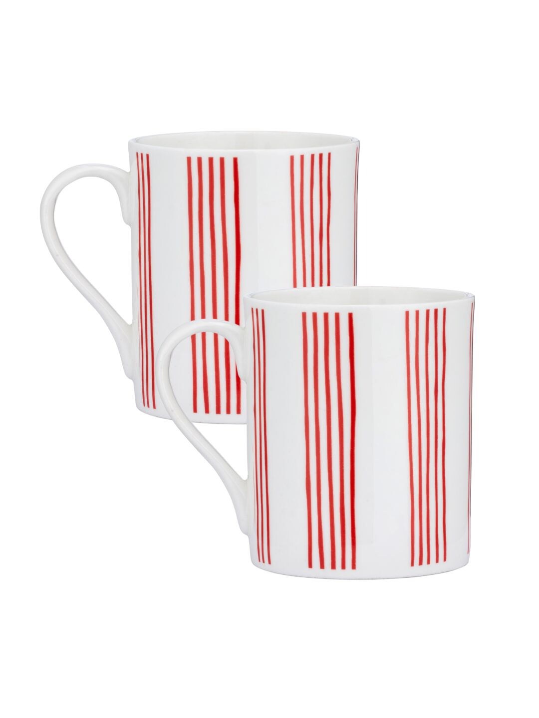 

CLAY CRAFT Fine White & Red Set of 2 Printed Ceramic Coffee Mugs 350 ml Each