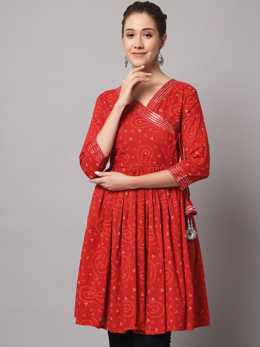 

KBZ Women Paisley Printed Cotton Kurta, Red