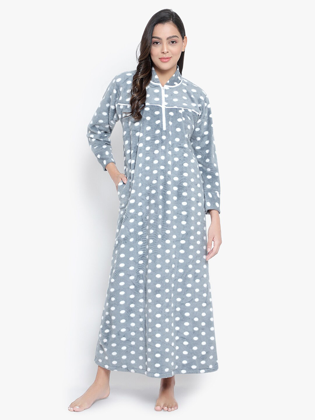 

CIERGE Printed Maxi Nightdress, Grey