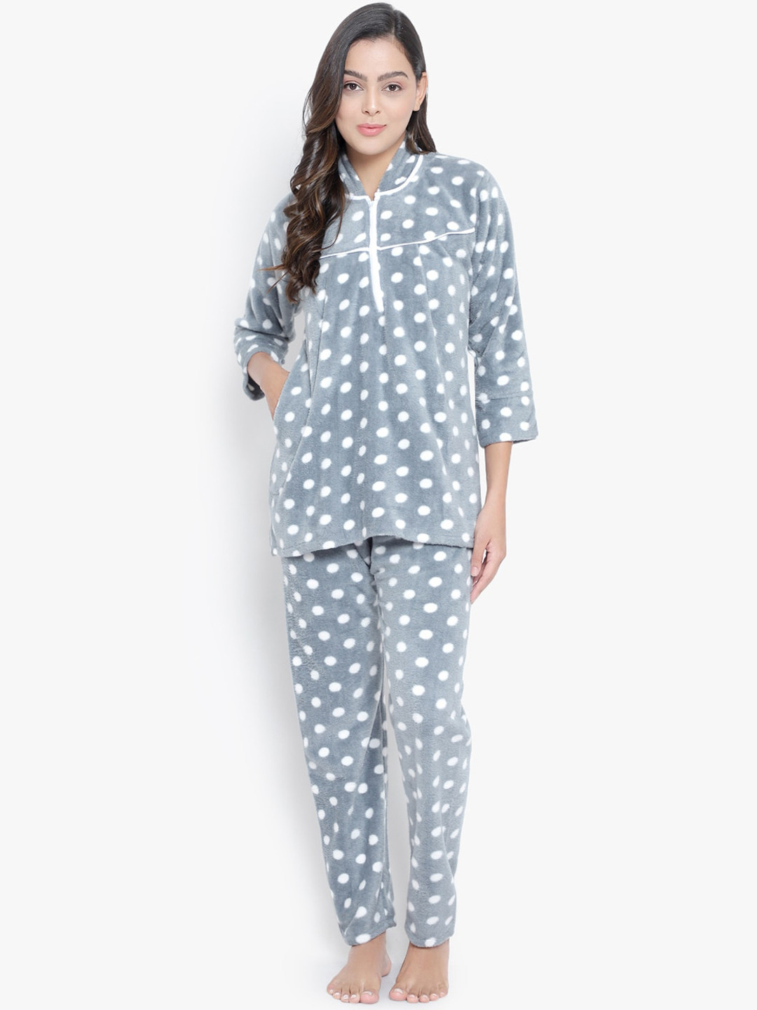 

CIERGE Women Printed Night suit, Grey