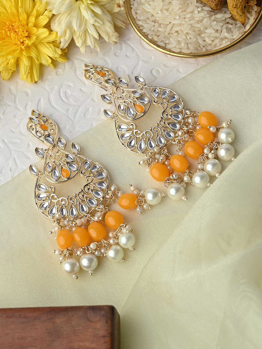 

TEEJH Gold-Plated Contemporary Drop Earrings, Yellow