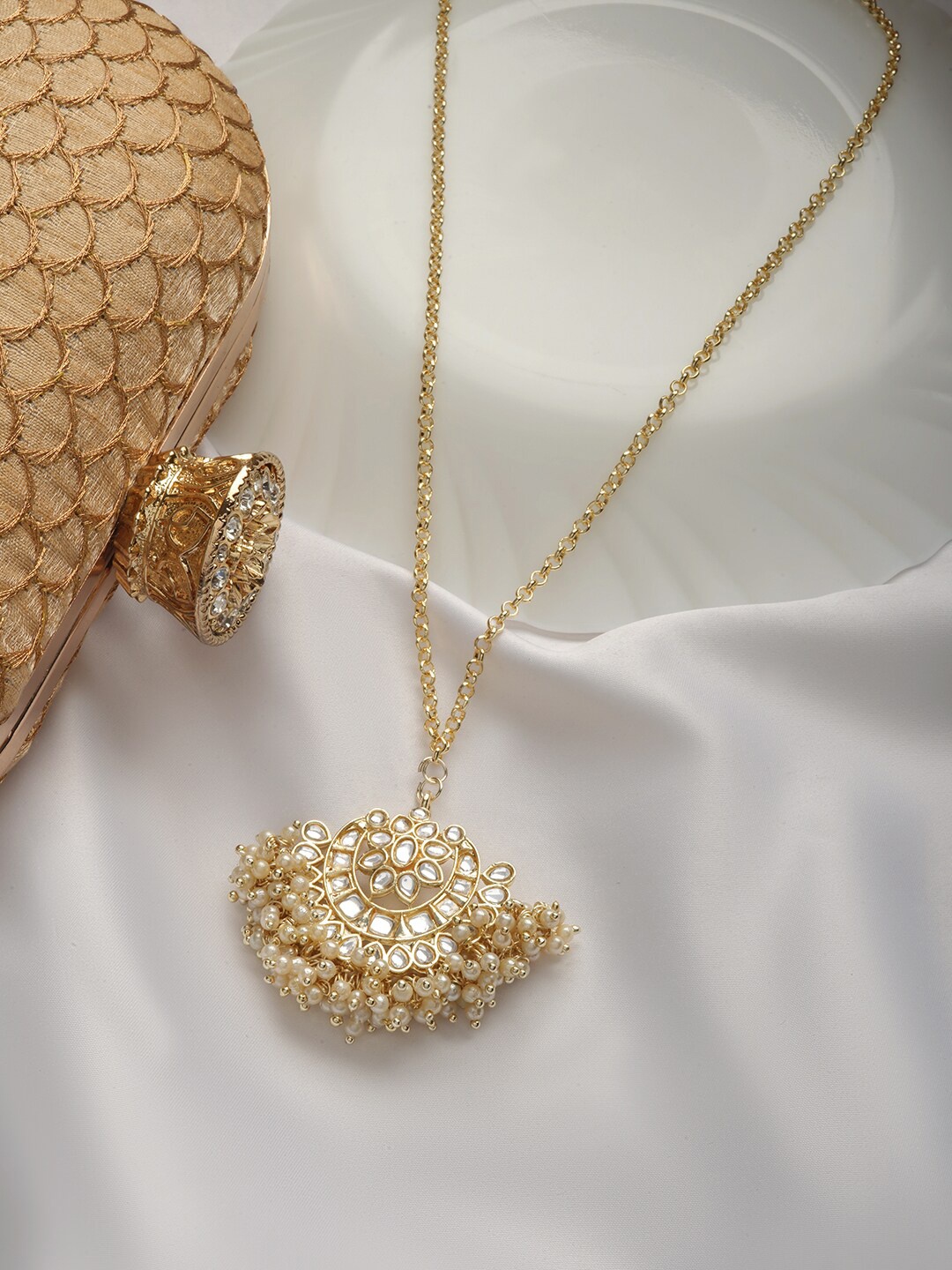 

TEEJH Pearl & Polki Minimal Chain, Gold