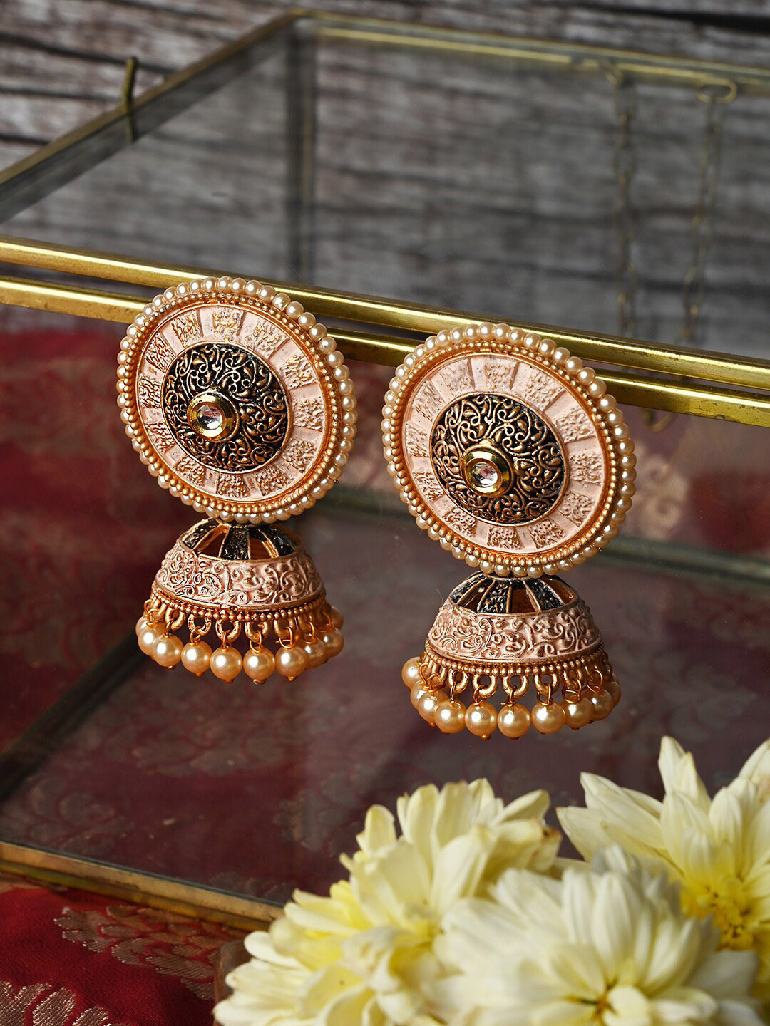 

TEEJH Contemporary Jhumkas Earrings, Gold