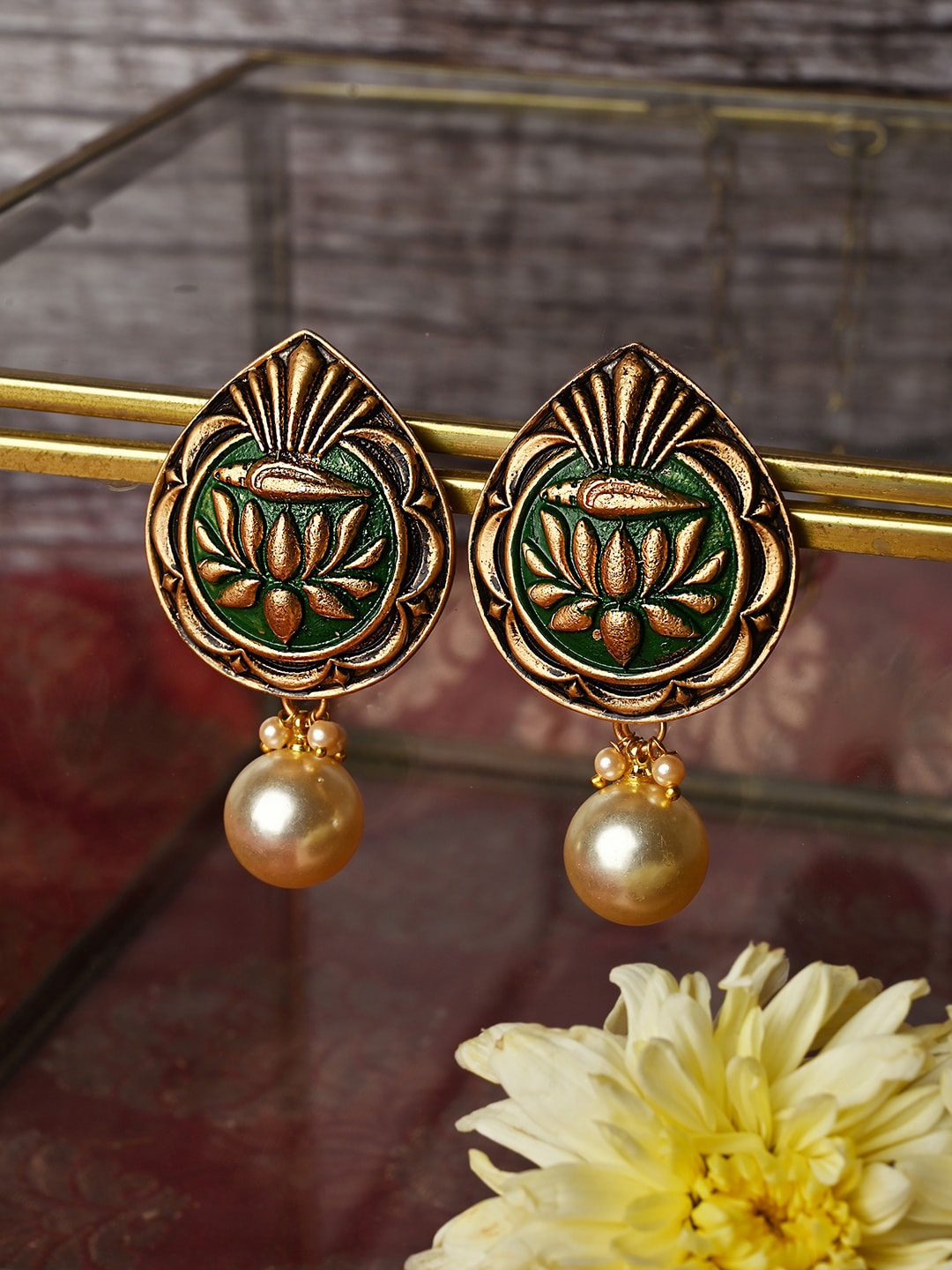 

TEEJH Gold Plated Classic Drop Earrings