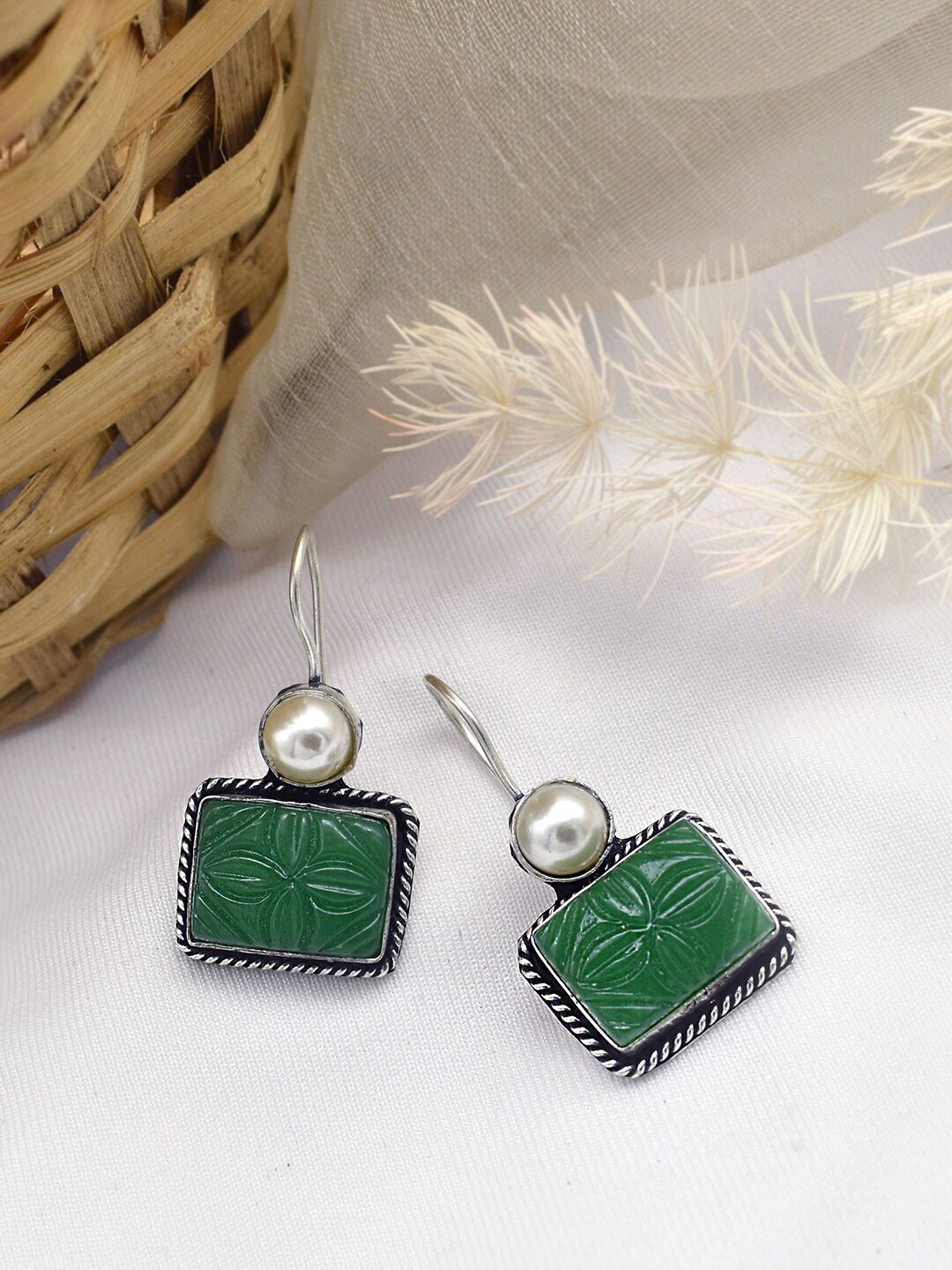 

TEEJH Square Drop Earrings, Silver