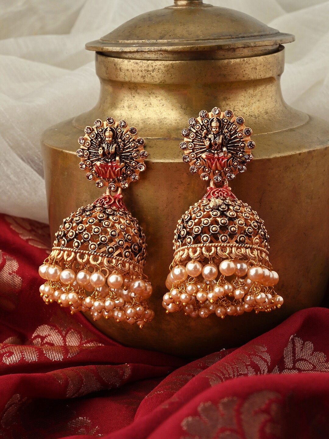 

TEEJH Dome Shaped Jhumkas Earrings, Pink