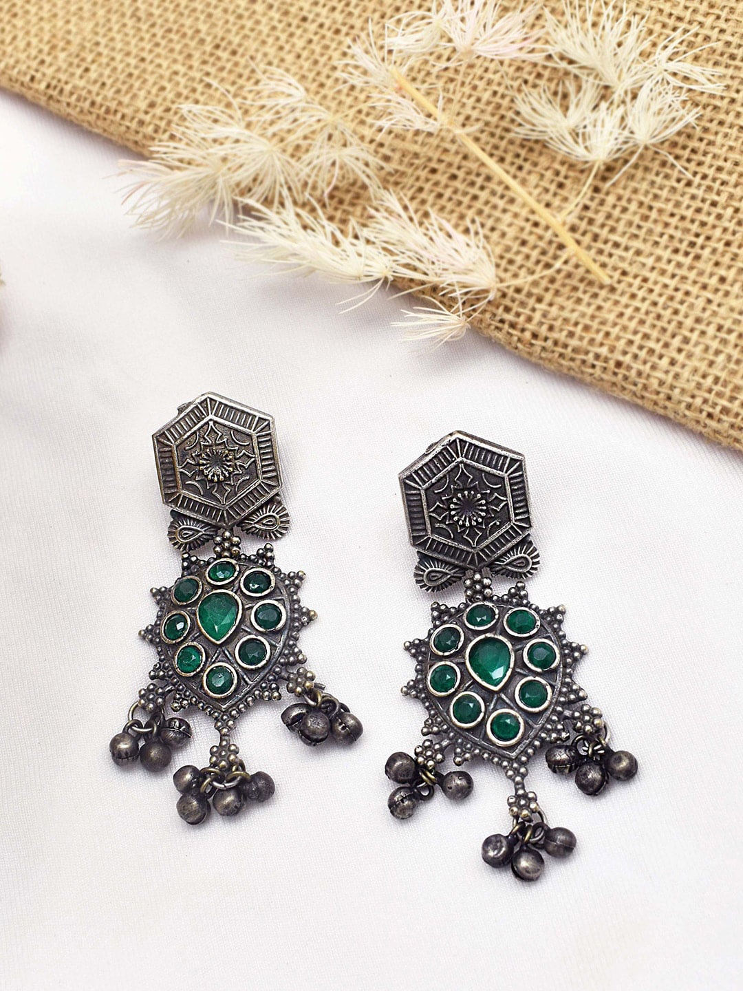 

TEEJH Oxidised Contemporary Drop Earrings, Silver