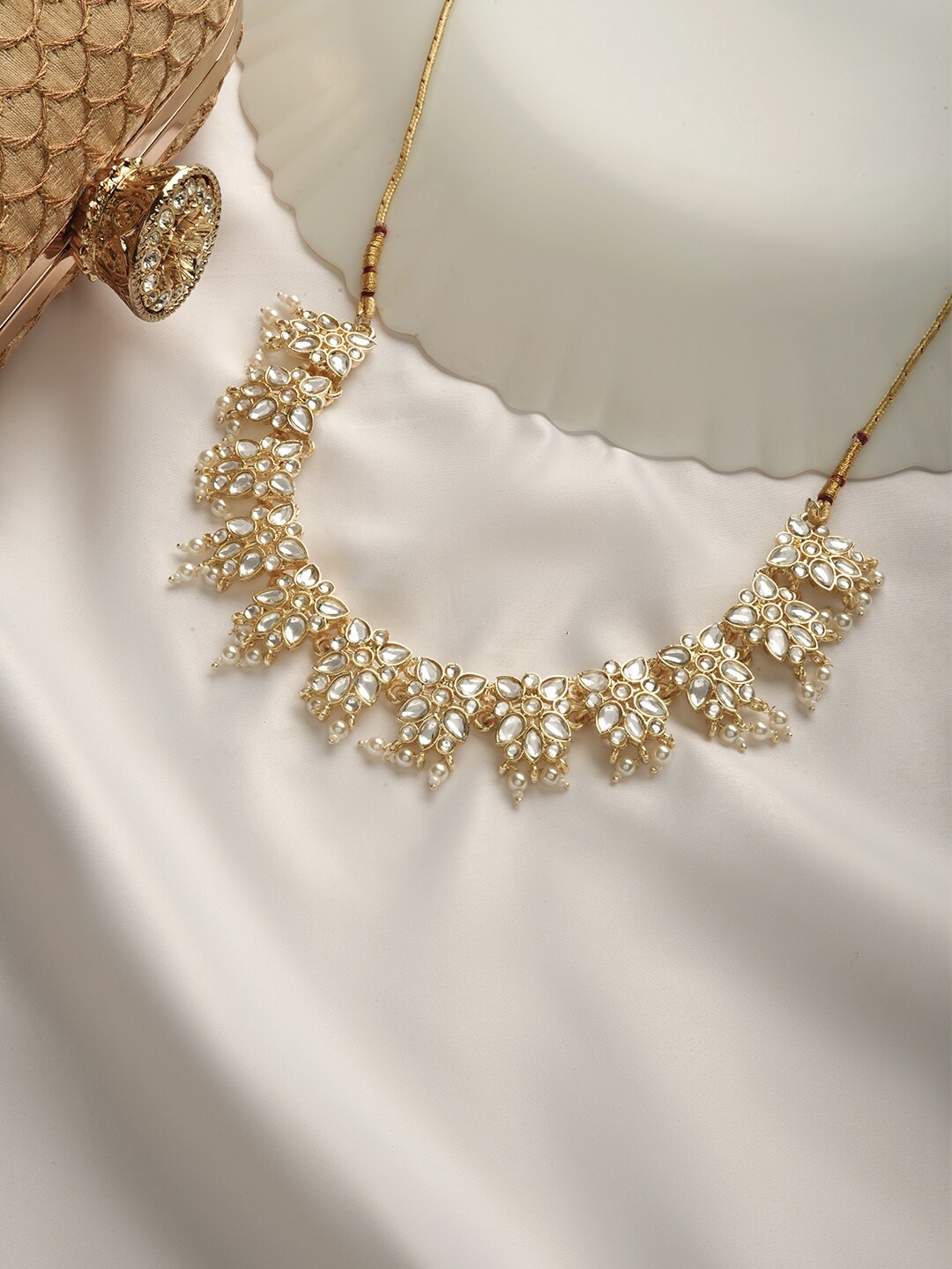 

TEEJH Anuka Pearl And Polki Necklace, Gold