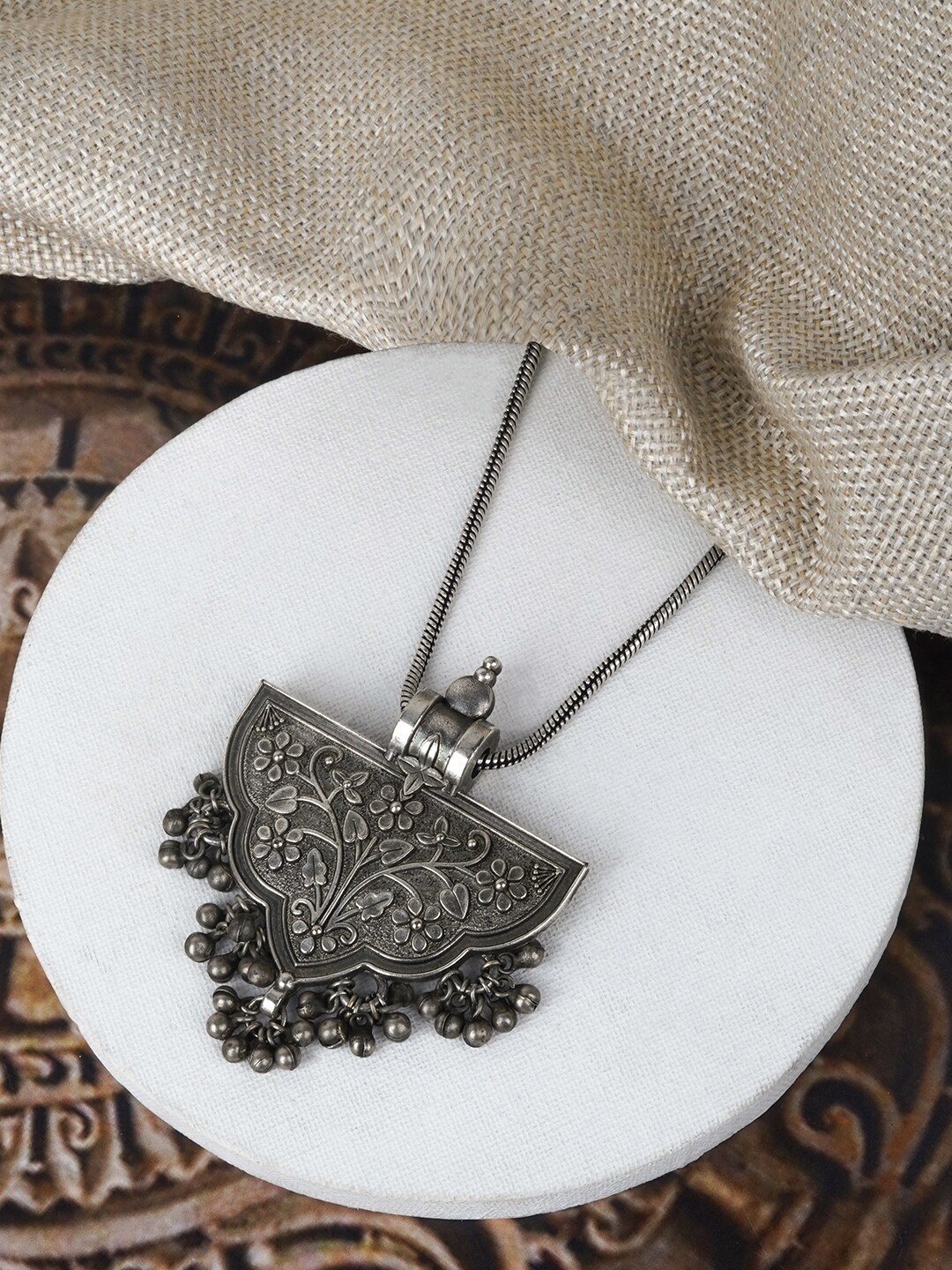 

TEEJH Women Aadri Silver Oxidised Chain